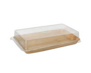 8.27" x  5.51" Sushi Tray with Clear rPET Lid - 50/200 Case - Large