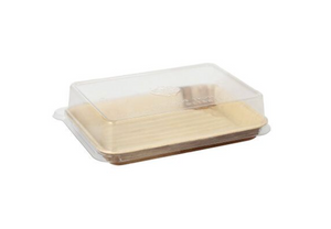 6.7" x 4.72" Sushi Tray with Clear rPET Lid - 50/200 Case (5 oz) - Medium