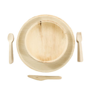 Party Eco Dinnerware Set of 400 pcs | 100 - 6" Round Plates, 100 - 10" Round Plates , 100 Forks and 100 Knives