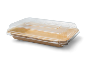 8.25" x 5.5" Rectangle Tray with Clear rPET Lid - 50/200 Case (10oz)